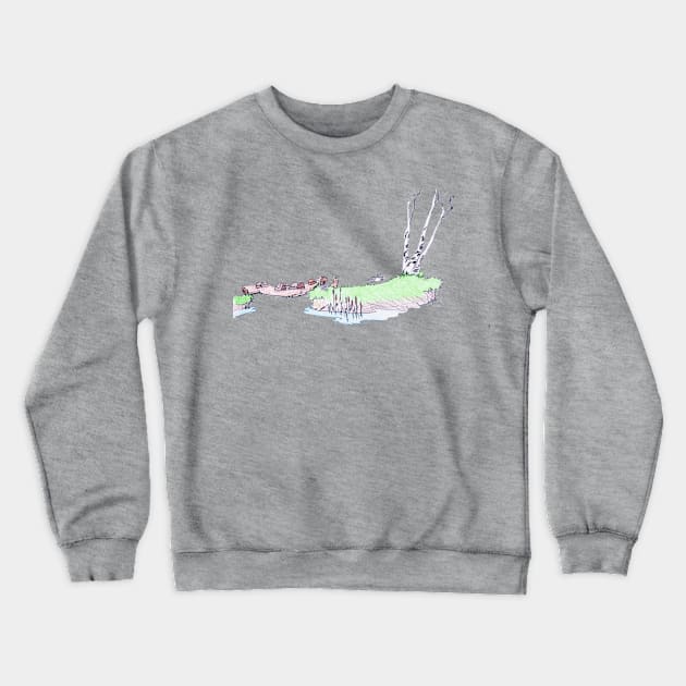 Fritter's Spring: Misty Morning Mound Island Lispe Crewneck Sweatshirt by Lispe